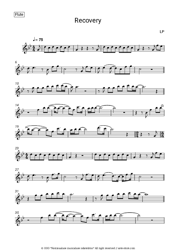 Recovery - LP Flute Sheet Music - Flute