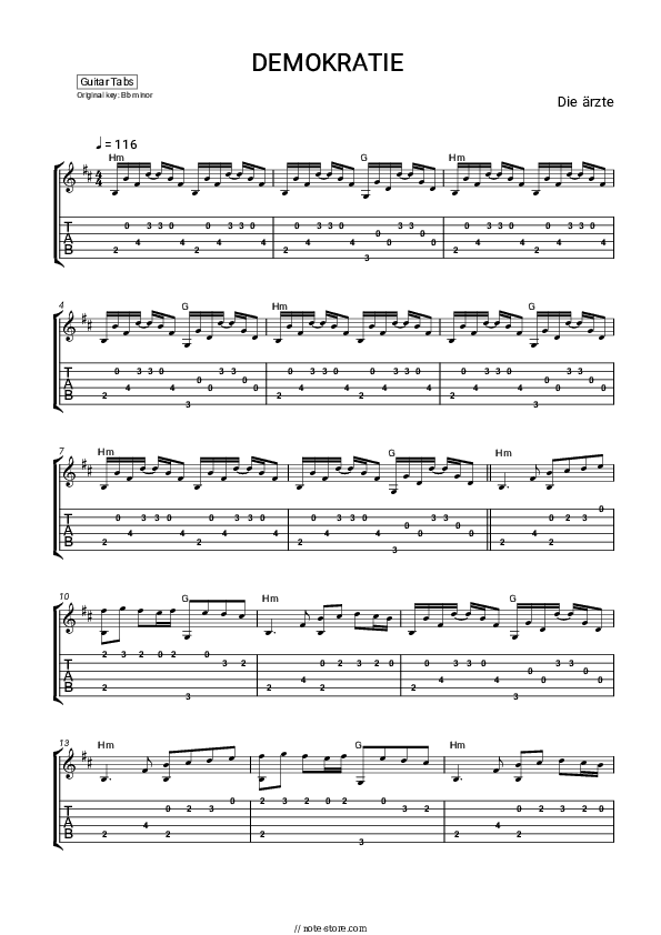 DEMOKRATIE (OUR BASS PLAYER HATES THIS SONG) - Die Ärzte Tabs Easy - Guitar.Tab.Easy