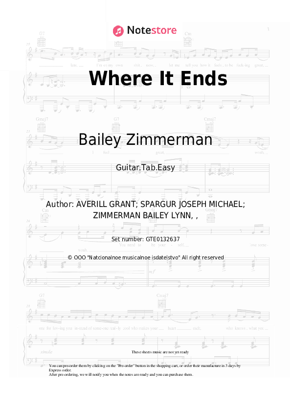 Where It Ends - Bailey Zimmerman Tabs Easy - Guitar.Tab.Easy