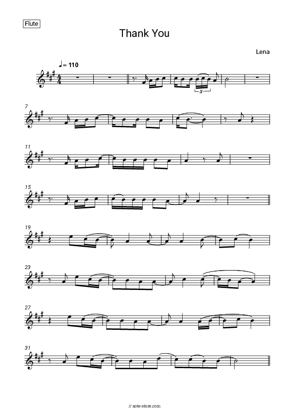 Thank You - Gestort aber GeiL, Anna Grey Flute Sheet Music - Flute