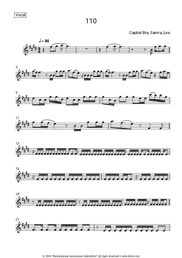 110 - Capital Bra, Samra, LEA Violin Sheet Music - Violin