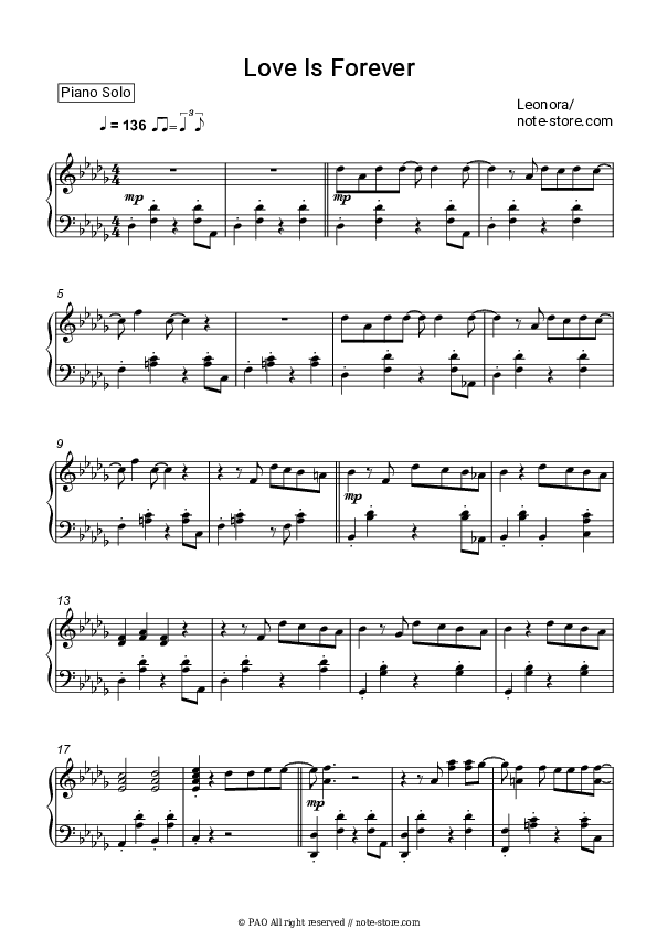 Love Is Forever - Leonora Piano Sheet Music - Piano.Solo