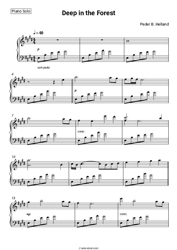 Deep in the Forest - Peder B. Helland Piano Sheet Music - Piano.Solo