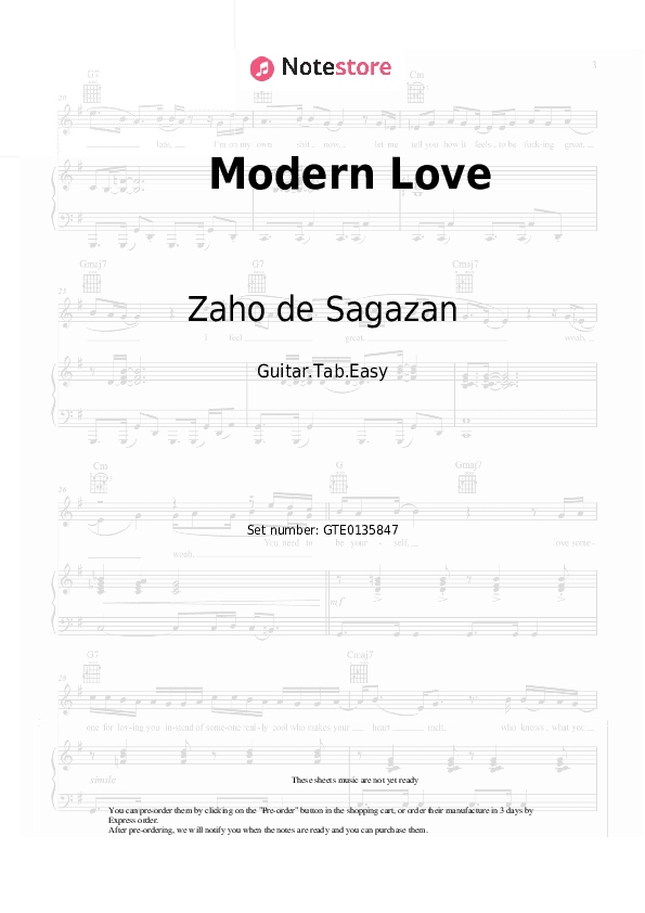Modern Love - Zaho de Sagazan Tabs Easy - Guitar.Tab.Easy