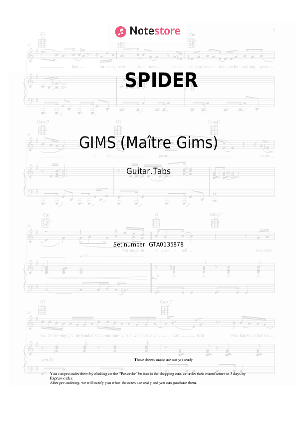 SPIDER - GIMS (Maître Gims), DYSTINCT Tabs - Guitar.Tabs