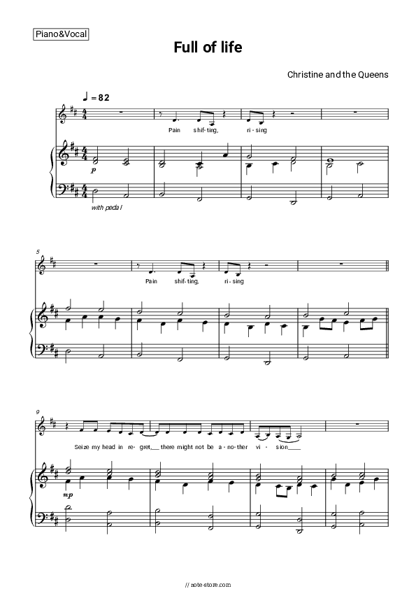 Full of life - Christine and the Queens Piano Sheet Music with the Voice part - Piano&Vocal