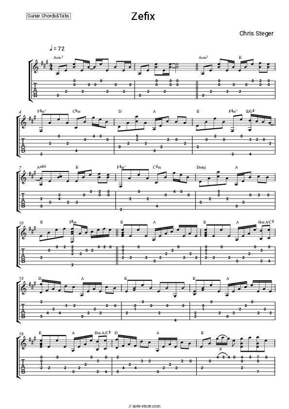 Zefix - Chris Steger Chords and Tabs - Guitar.Chords&Tabs