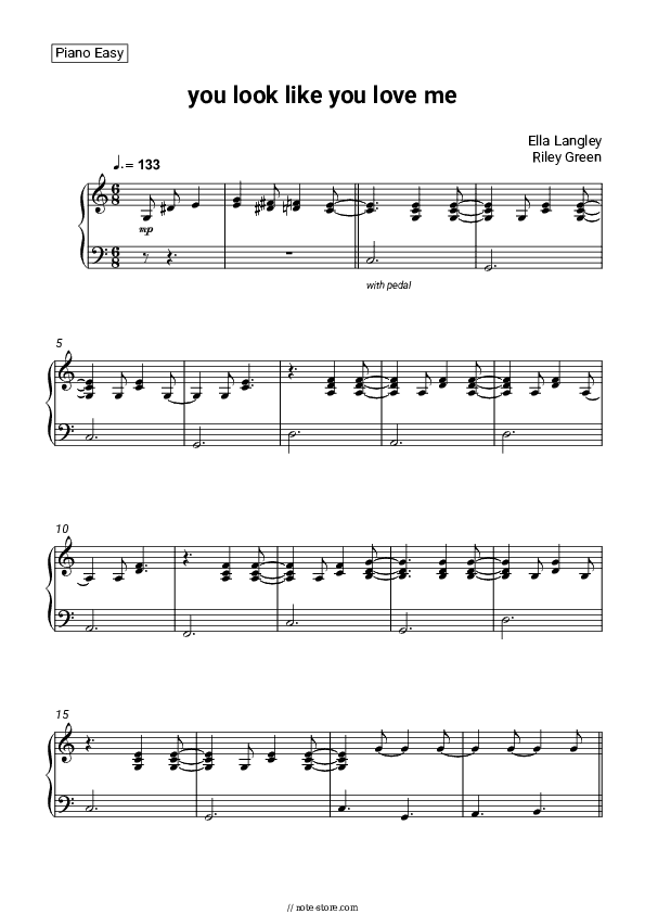 you look like you love me - Ella Langley, Riley Green Piano Sheet Music Easy - Piano.Easy