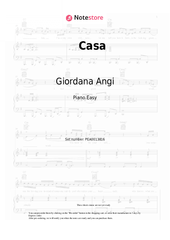 Casa - Giordana Angi Piano Sheet Music Easy - Piano.Easy