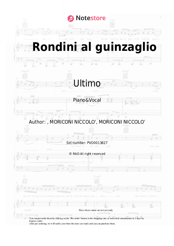 Rondini al guinzaglio - Ultimo Piano Sheet Music with the Voice part - Piano&Vocal
