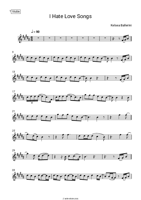 I Hate Love Songs - Kelsea Ballerini Violin Sheet Music - Violin