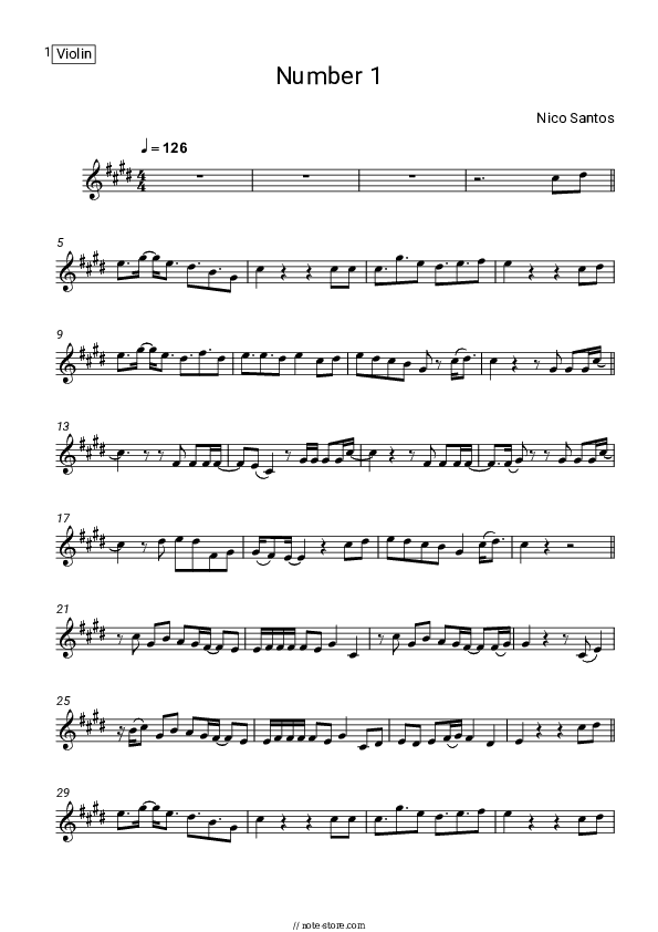 Number 1 - Nico Santos Violin Sheet Music - Violin