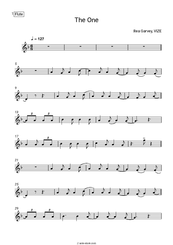 The One - Rea Garvey, VIZE Flute Sheet Music - Flute