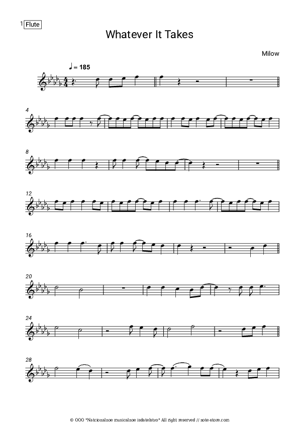 Whatever It Takes - Milow Flute Sheet Music - Flute