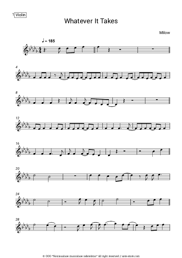 Whatever It Takes - Milow Violin Sheet Music - Violin