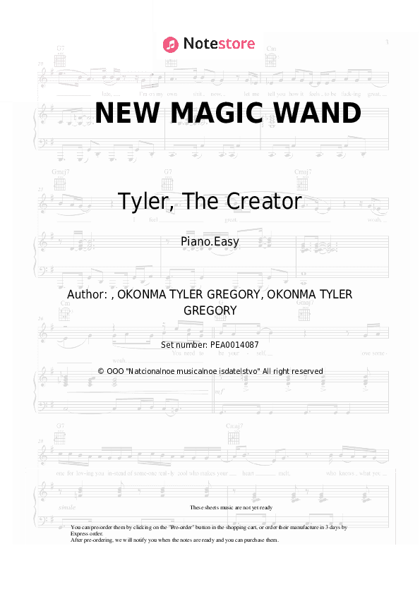 NEW MAGIC WAND - Tyler, The Creator Piano Sheet Music Easy - Piano.Easy