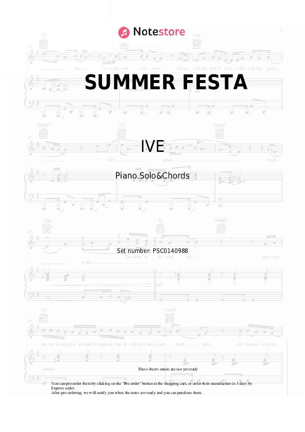 SUMMER FESTA - IVE Piano Sheet Music and Chords - Piano.Solo&Chords