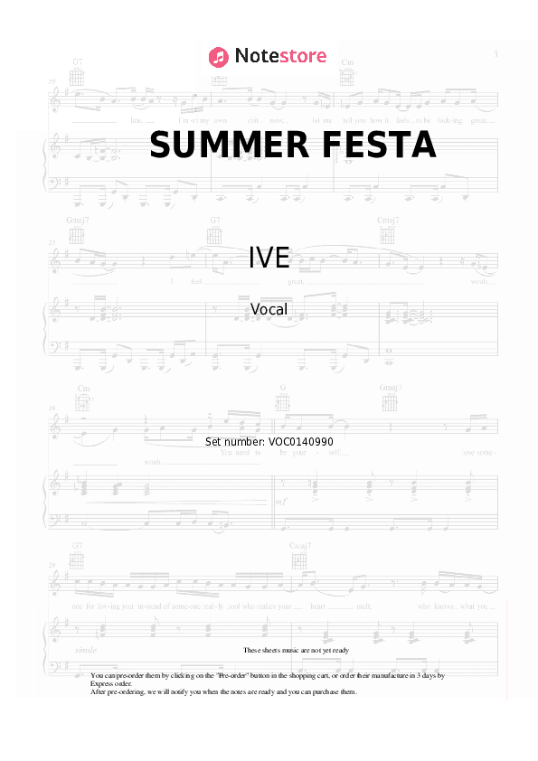 SUMMER FESTA - IVE Vocal Sheet Music - Vocal