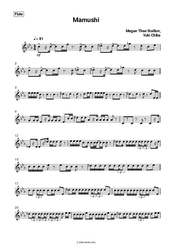 Mamushi - Megan Thee Stallion, Yuki Chiba Flute Sheet Music - Flute