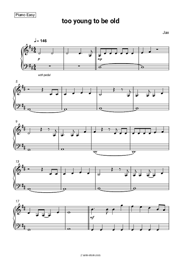 too young to be old - Jax Piano Sheet Music Easy - Piano.Easy