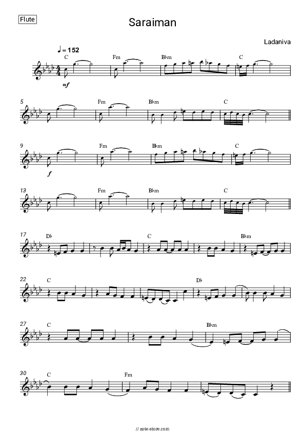 Saraiman - Ladaniva Flute Sheet Music - Flute