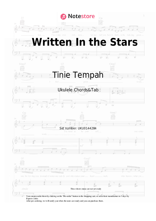 Written In the Stars - Tinie Tempah, Eric Turner Ukulele Sheet Music - Ukulele.Chords&Tab