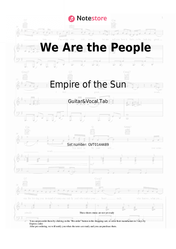 We Are the People - Empire of the Sun Chords and Voice - Guitar&Vocal.Tab