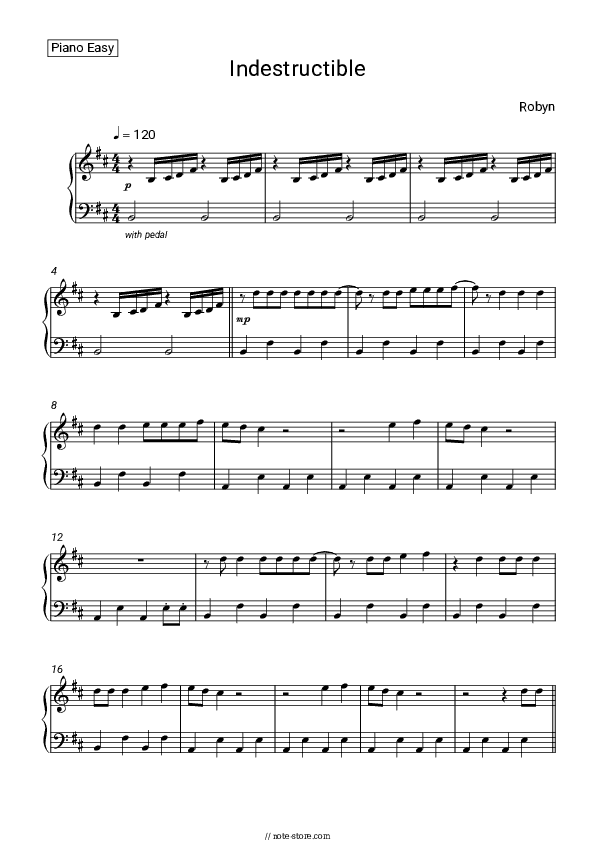 Indestructible - Robyn Piano Sheet Music Easy - Piano.Easy