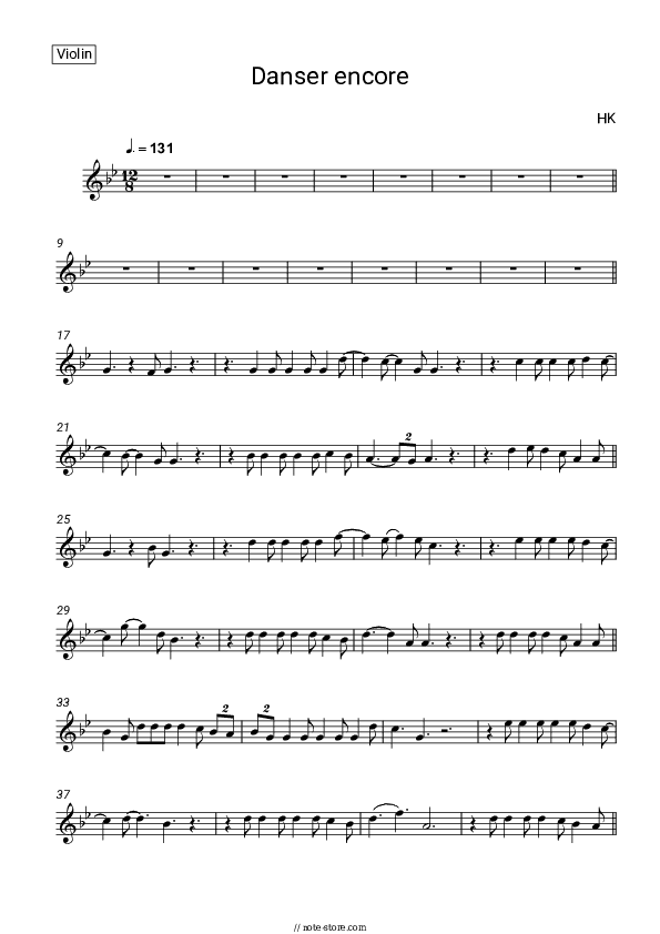 Danser Encore - HK Violin Sheet Music - Violin