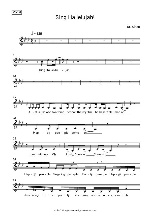 Sing Hallelujah! - Dr. Alban Vocal Sheet Music - Vocal