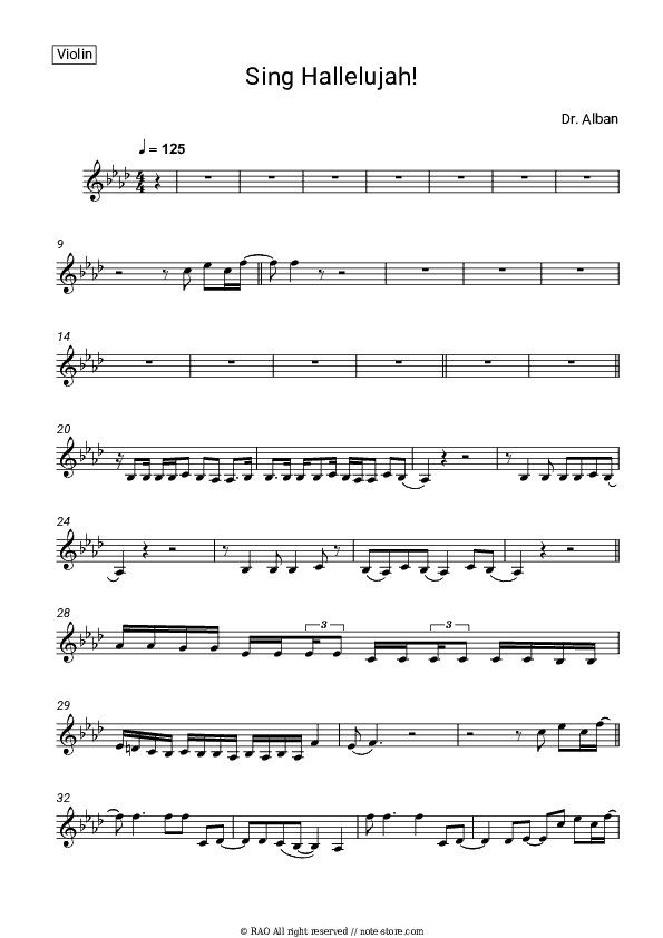 Sing Hallelujah! - Dr. Alban Violin Sheet Music - Violin