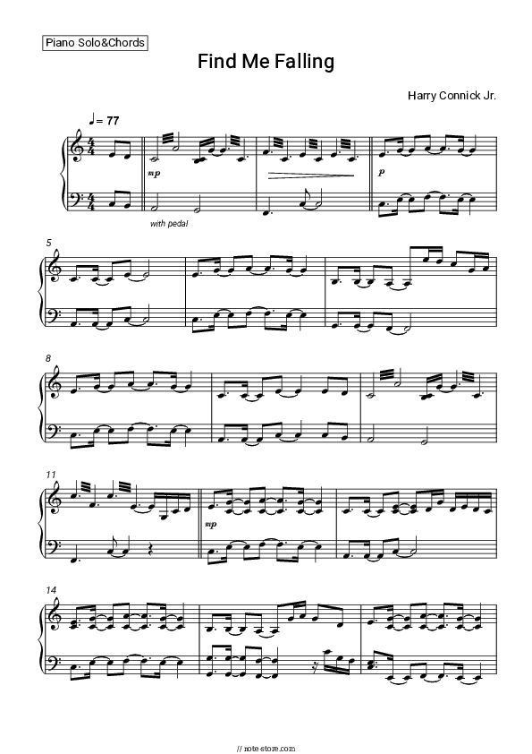 Find Me Falling - Harry Connick Jr. Piano Sheet Music - Piano.Solo