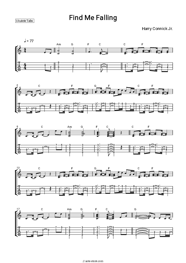 Find Me Falling - Harry Connick Jr. Ukulele Sheet Music - Ukulele.Chords&Tab