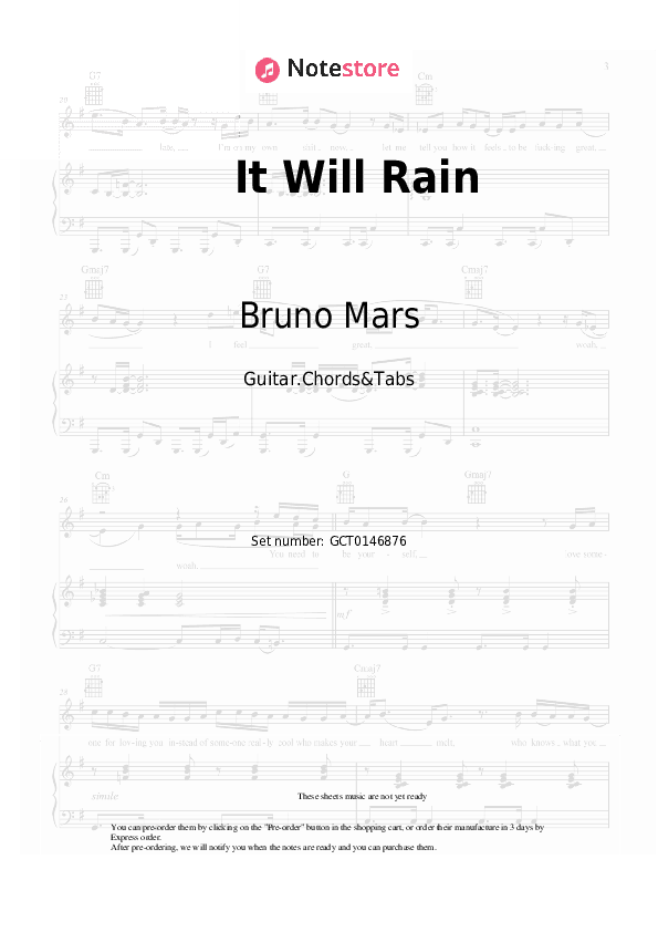 It Will Rain - Bruno Mars Chords and Tabs - Guitar.Chords&Tabs