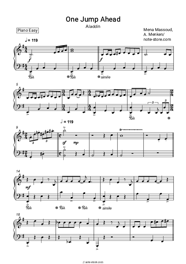 One Jump Ahead (From Aladdin 2019) - Mena Massoud Piano Sheet Music Easy - Piano.Easy