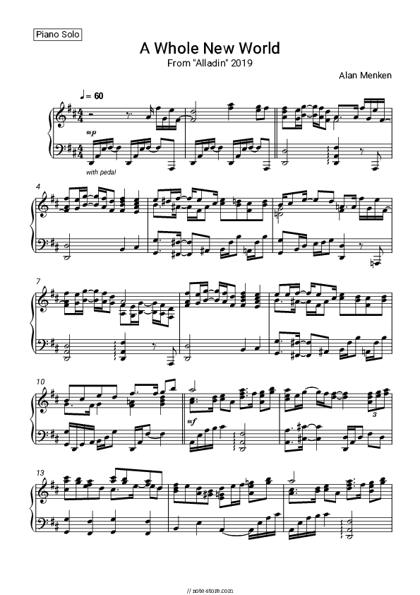 A Whole New World (From Aladdin 2019) - Mena Massoud, Naomi Scott Piano Sheet Music - Piano.Solo