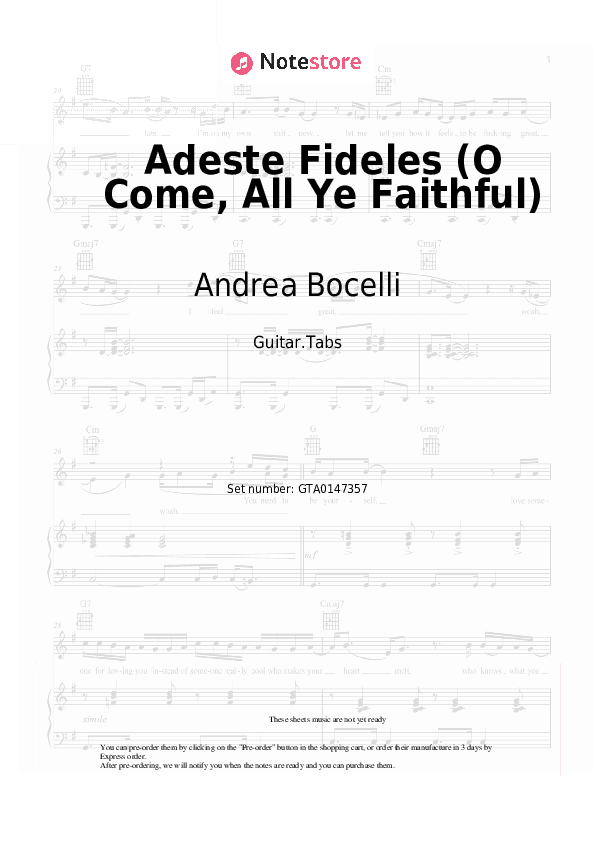 Adeste Fideles (O Come, All Ye Faithful) - Andrea Bocelli Tabs - Guitar.Tabs