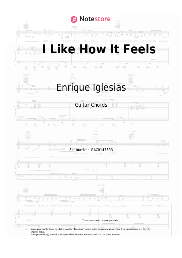 I Like How It Feels - Enrique Iglesias, Pitbull, The WAV.s Chords - Guitar.Chords