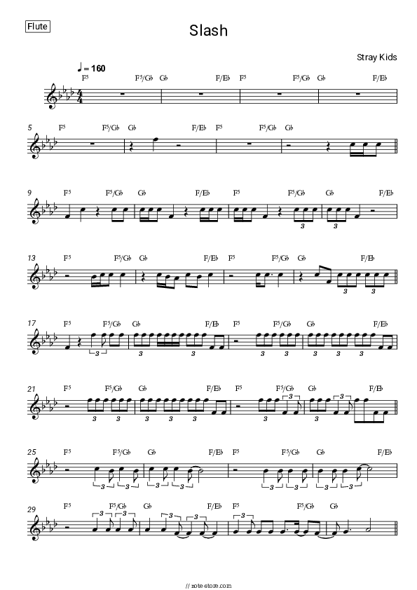 SLASH - Stray Kids Flute Sheet Music - Flute