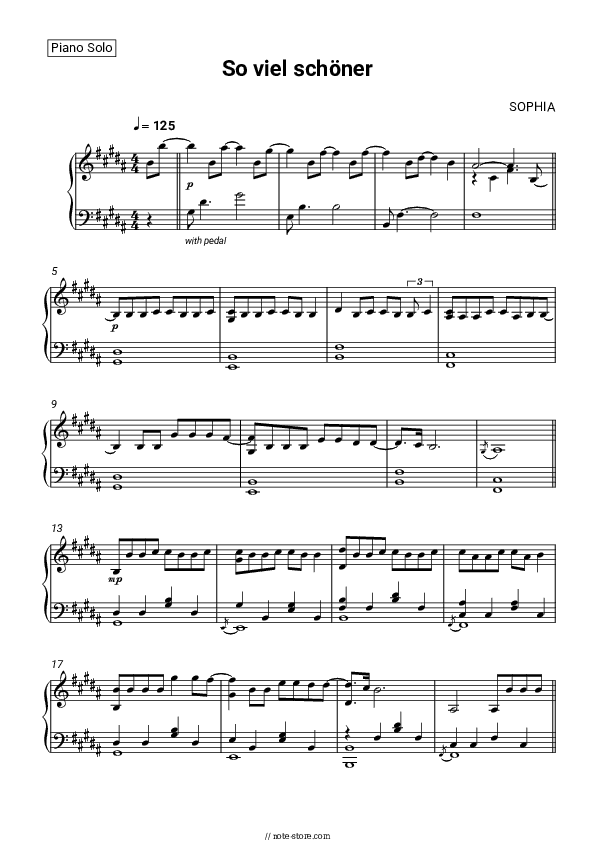 So viel schöner - SOPHIA Piano Sheet Music - Piano.Solo