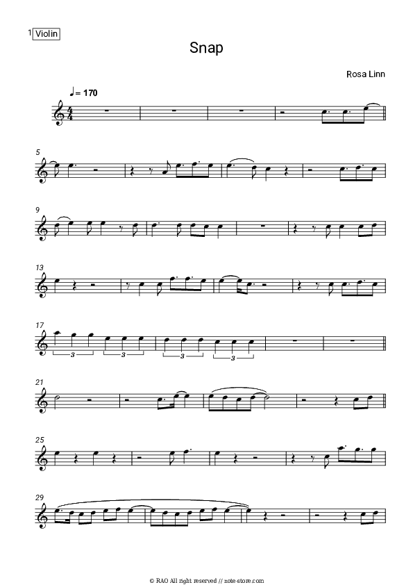 SNAP - Rosa Linn Violin Sheet Music - Violin