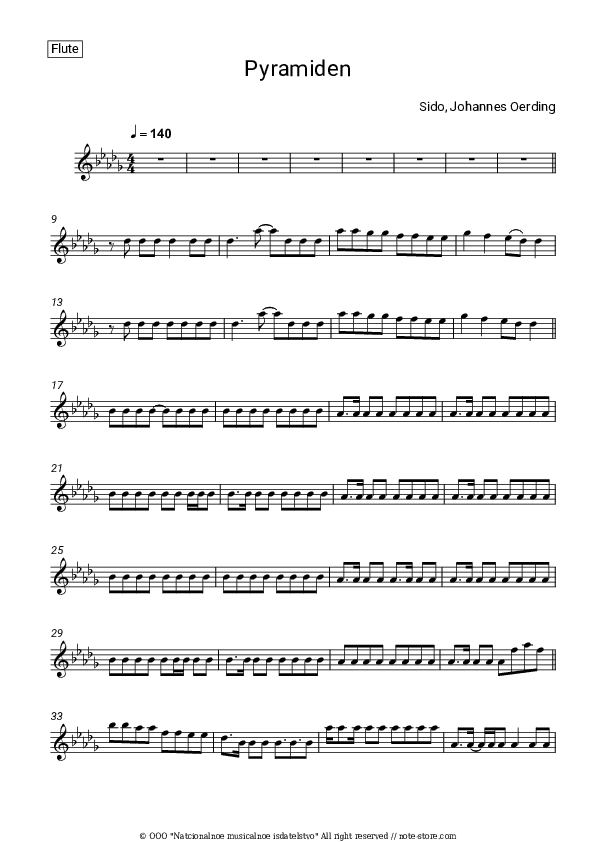 Pyramiden - Sido, Johannes Oerding Flute Sheet Music - Flute