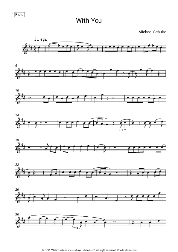 With You - Michael Schulte Flute Sheet Music - Flute