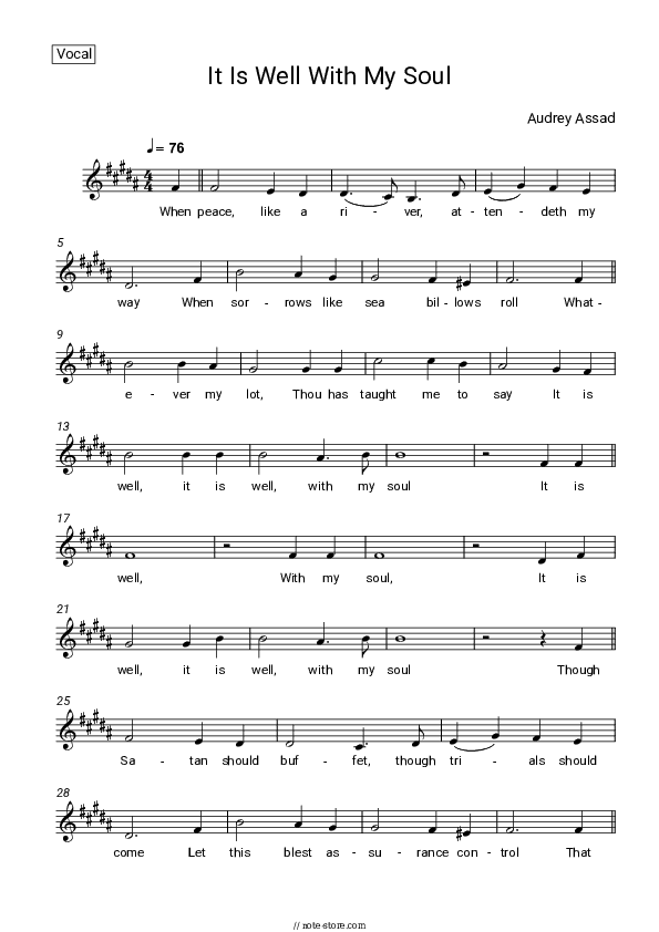 It is Well with My Soul - Audrey Assad Vocal Sheet Music - Vocal