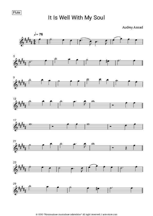 It is Well with My Soul - Audrey Assad Flute Sheet Music - Flute