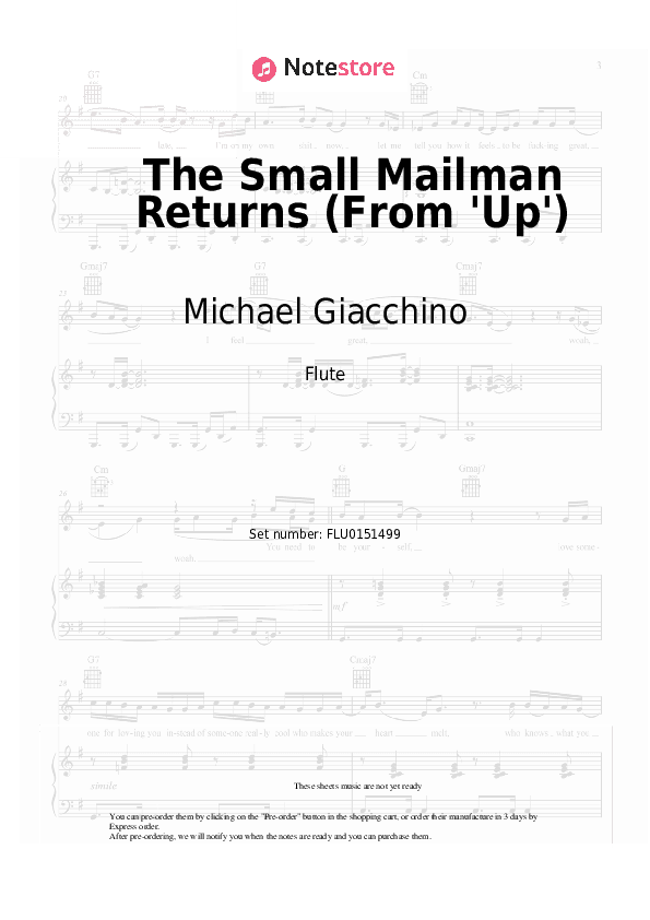 The Small Mailman Returns (From 'Up') - Michael Giacchino Flute Sheet Music - Flute