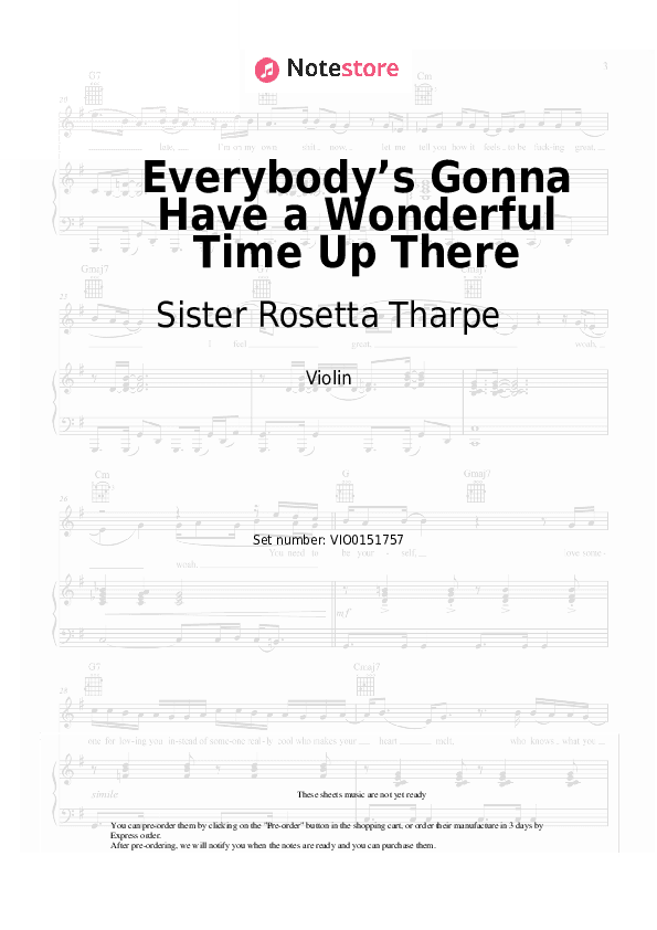 Everybody’s Gonna Have a Wonderful Time Up There - Sister Rosetta Tharpe Violin Sheet Music - Violin
