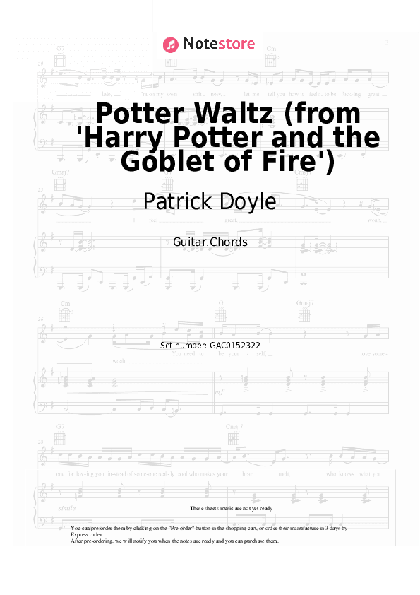 Yule Ball Waltz (from 'Harry Potter and the Goblet of Fire') - Patrick Doyle Chords - Guitar.Chords