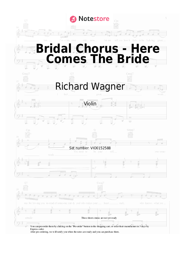 Bridal Chorus - Here Comes The Bride - Richard Wagner Violin Sheet Music - Violin