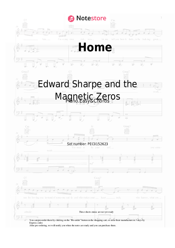 Home - Edward Sharpe and the Magnetic Zeros Sheet Music Easy and Chords - Piano.Easy&Chords